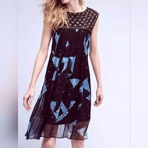 Anthropologie Moulinette Soeurs Lydia Dress Sheer Chiffon Sequin Beads Size 6